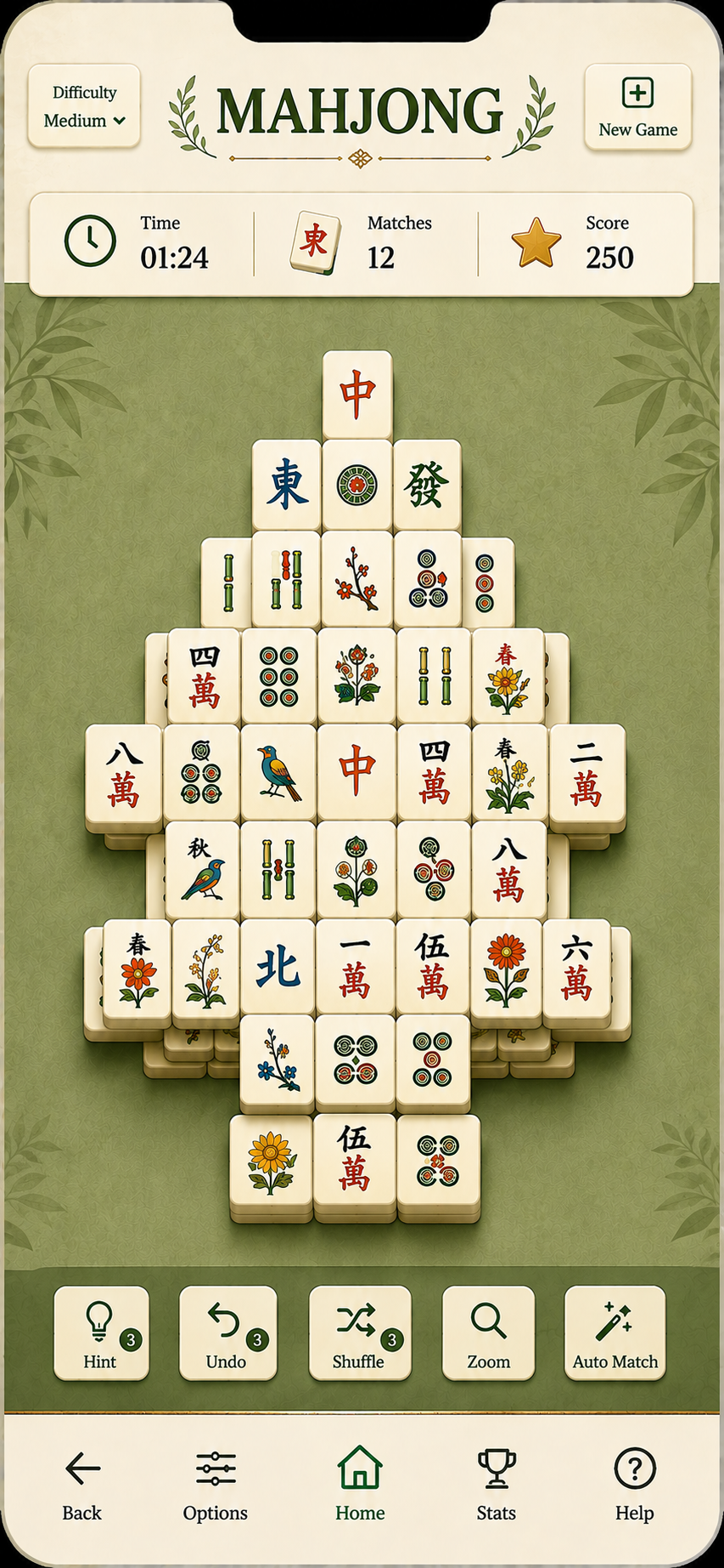 Game screen showing Mahjong game